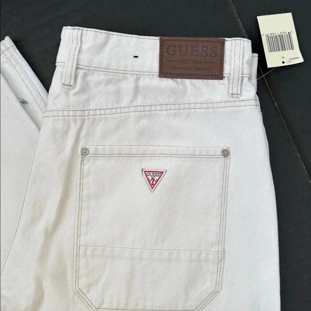 New Guess Men's Off-White Straight Jeans SZ 36